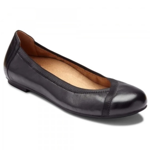 Vionic Caroll black ballet flat size 7.5 Black Rounded Toe and Elastic Topline - Picture 1 of 9